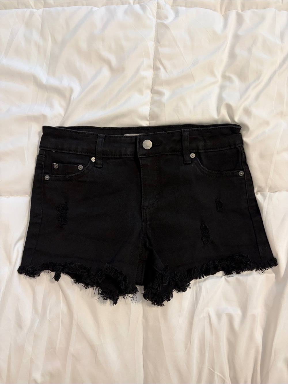 Tractr girls black frayed denim shorts - Size 10